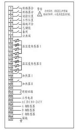 开关状态显示仪背面接线端子图