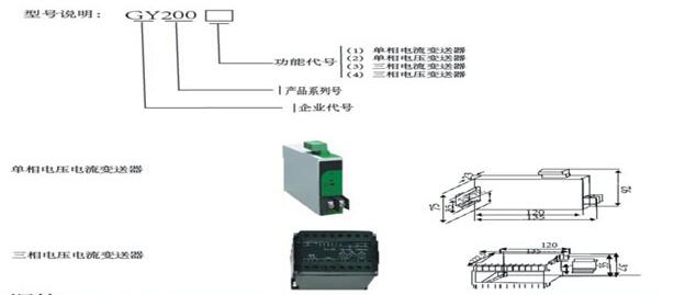 GY200电流变送器外形尺寸